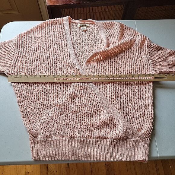 Billabong Sunset Bliss Surplice Loose Knit Pullover Sweater Pink Beachy Feminine - Picture 8 of 13